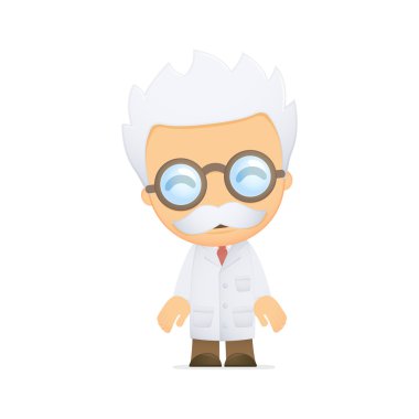 Funny cartoon scientist clipart