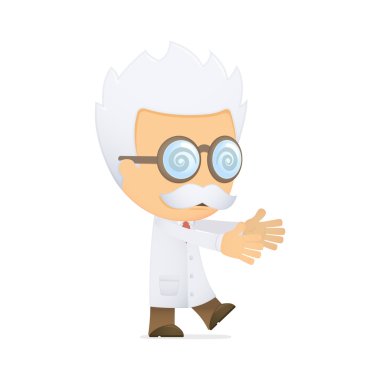 Funny cartoon scientist clipart