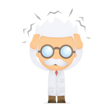 Funny cartoon scientist clipart