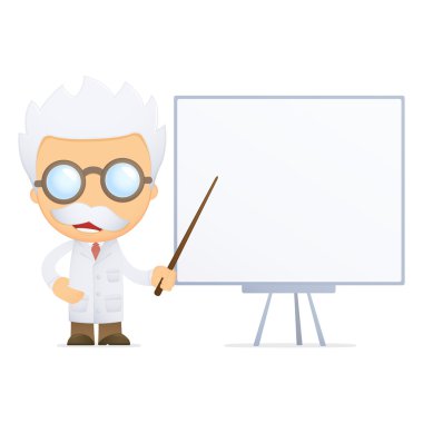 Funny cartoon scientist clipart