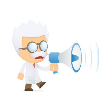 Funny cartoon scientist clipart