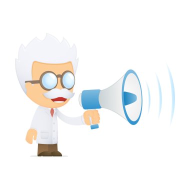 Funny cartoon scientist clipart