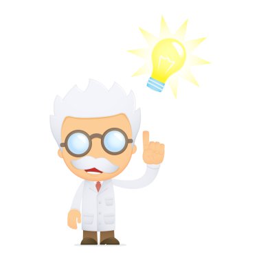 Funny cartoon scientist clipart