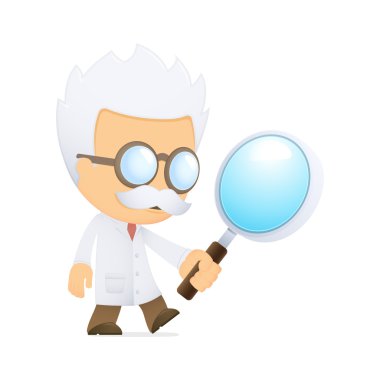 Funny cartoon scientist clipart