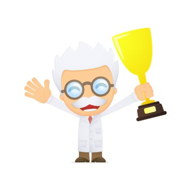 Funny cartoon scientist clipart