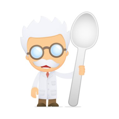 Funny cartoon scientist clipart