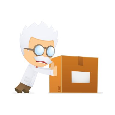 Funny cartoon scientist clipart