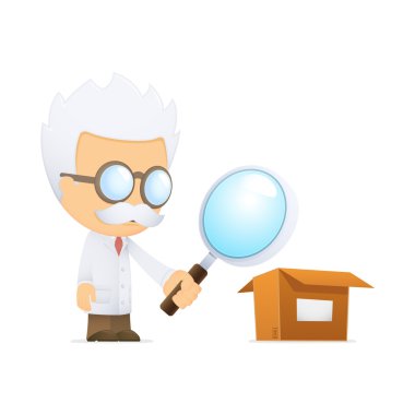 Funny cartoon scientist clipart