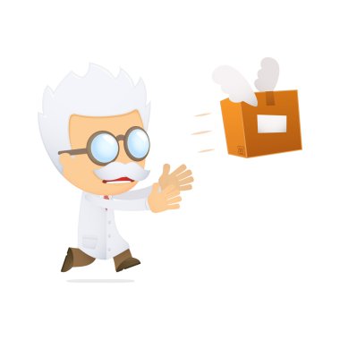 Funny cartoon scientist clipart