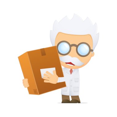 Funny cartoon scientist clipart