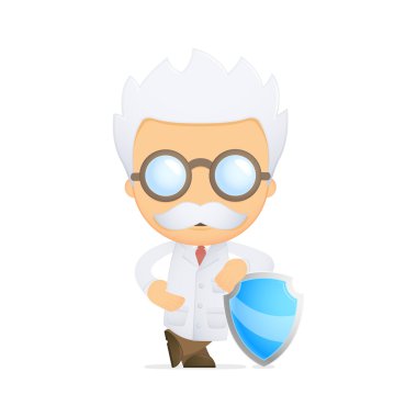 Funny cartoon scientist clipart