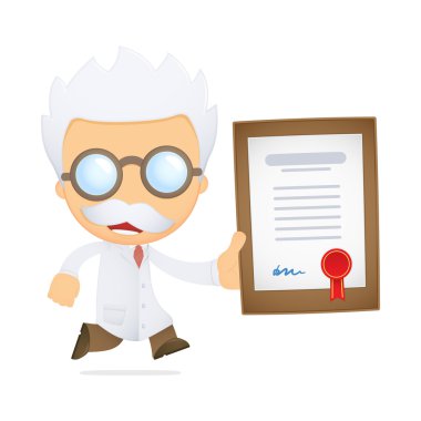 Funny cartoon scientist clipart