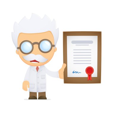 Funny cartoon scientist clipart