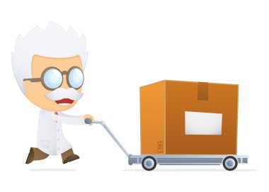 Funny cartoon scientist clipart