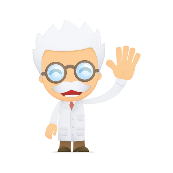 stock vector Funny cartoon scientist