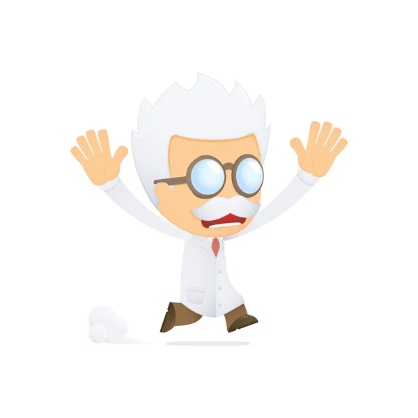 stock vector Funny cartoon scientist