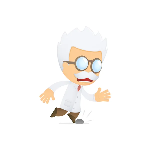 stock vector Funny cartoon scientist