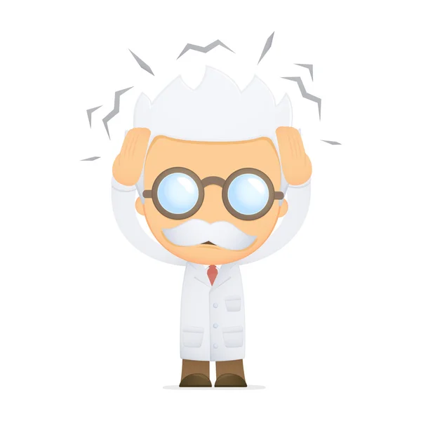 Funny cartoon scientist — Stock Vector