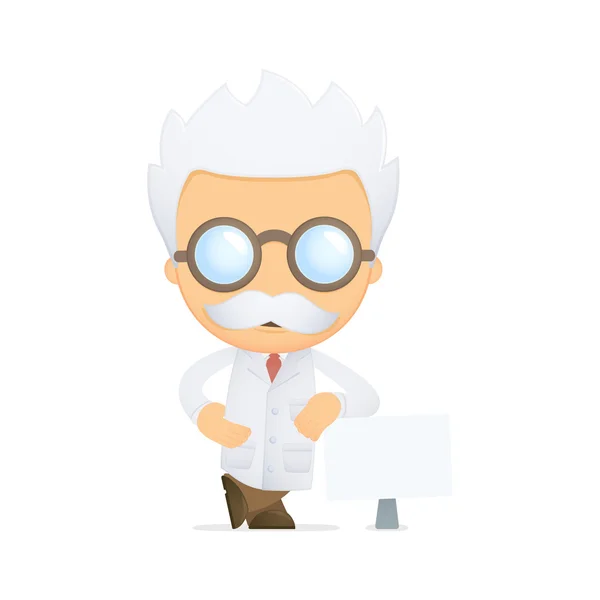 stock vector Funny cartoon scientist