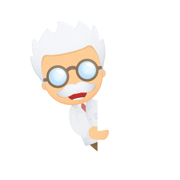 stock vector Funny cartoon scientist