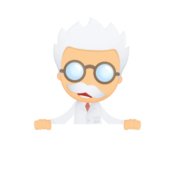 stock vector Funny cartoon scientist