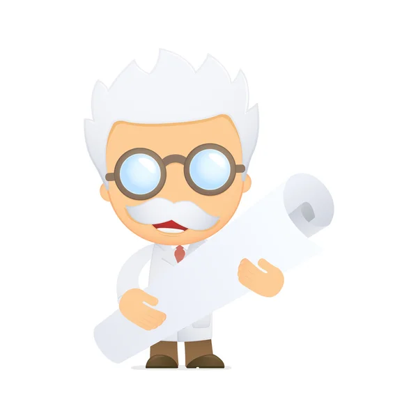 stock vector Funny cartoon scientist