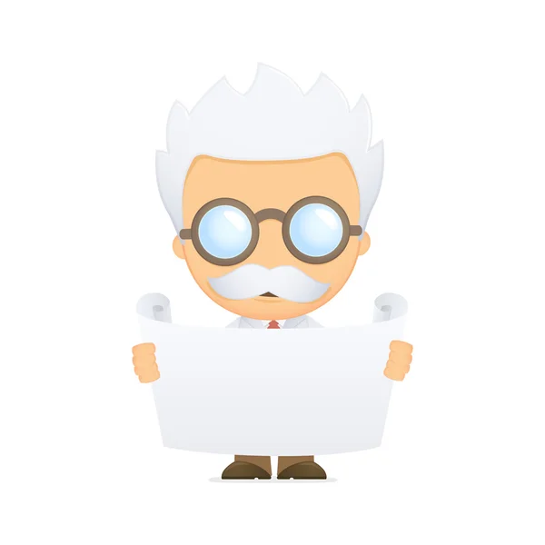 stock vector Funny cartoon scientist