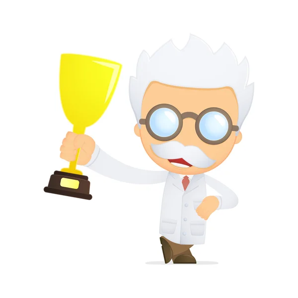 stock vector Funny cartoon scientist