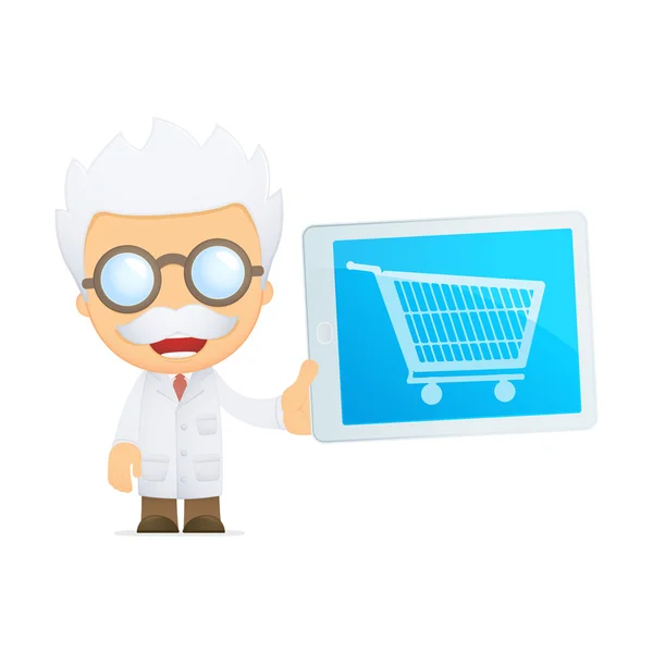 Funny cartoon scientist — Stock Vector