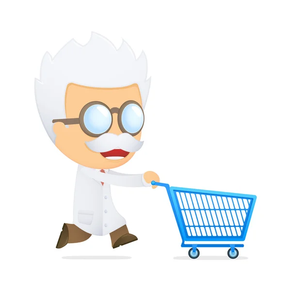 stock vector Funny cartoon scientist