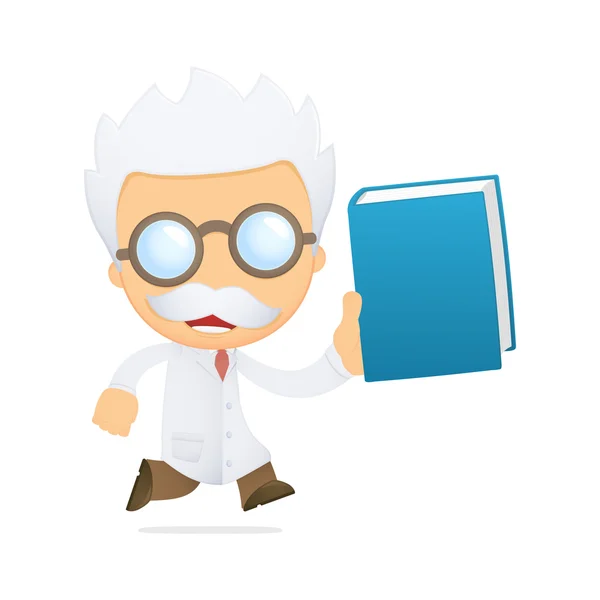 Funny cartoon scientist — Stock Vector