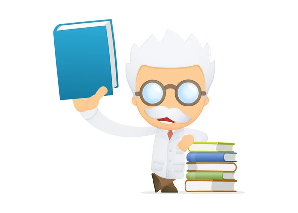 stock vector Funny cartoon scientist