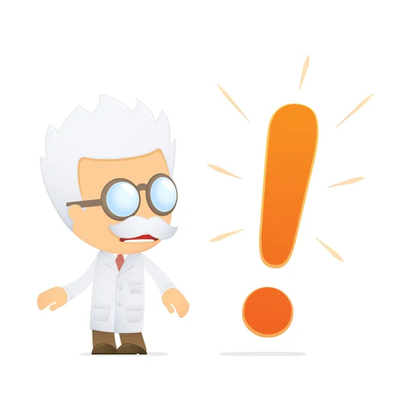 stock vector Funny cartoon scientist