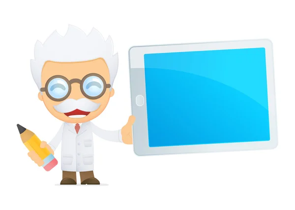 Funny cartoon scientist — Stock Vector