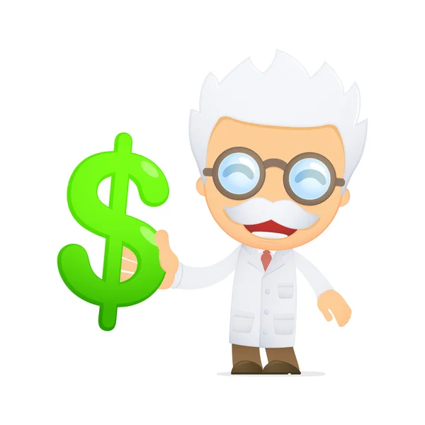 Funny cartoon scientist — Stock Vector