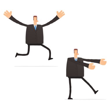 Set of funny cartoon businessman clipart