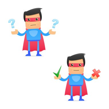 Set of funny cartoon superhero clipart