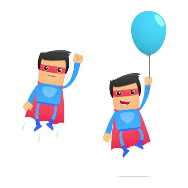 Set of funny cartoon superhero clipart