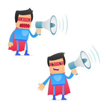 Set of funny cartoon superhero clipart