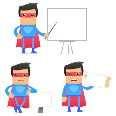 Set of funny cartoon superhero clipart