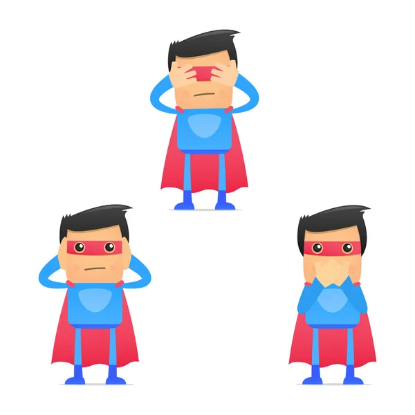Set di divertenti cartoni animati supereroe — Vettoriale Stock