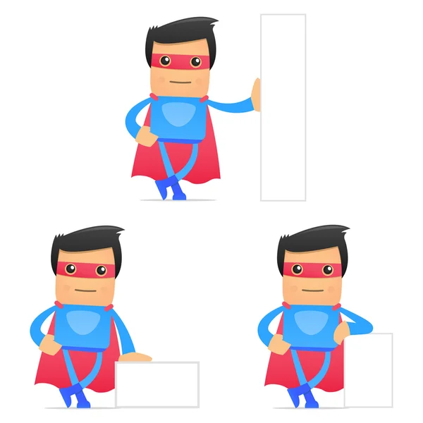 Uppsättning av rolig tecknad superhjälte — Stock vektor