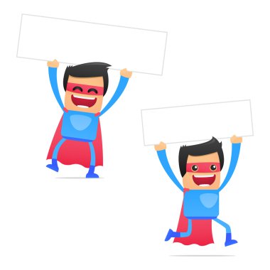 Set of funny cartoon superhero clipart