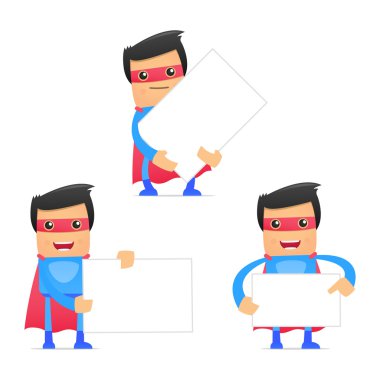 Set of funny cartoon superhero clipart