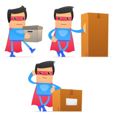 Set of funny cartoon superhero clipart