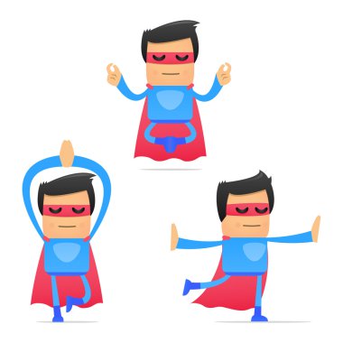 Set of funny cartoon superhero clipart