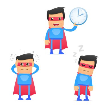 Set of funny cartoon superhero clipart