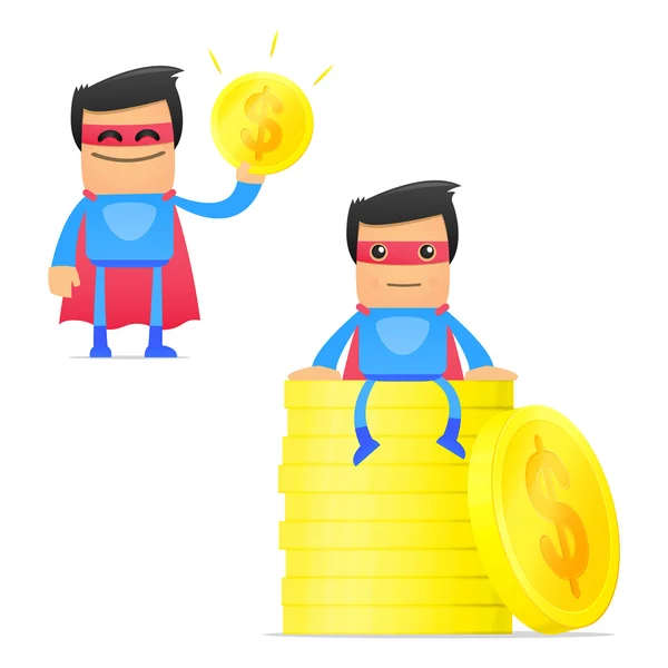 Zestaw zabawne kreskówki superbohatera — Wektor stockowy