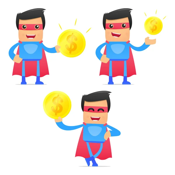 Zestaw zabawne kreskówki superbohatera — Wektor stockowy