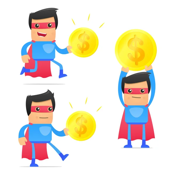 Set of funny cartoon superhero — Stock Vector